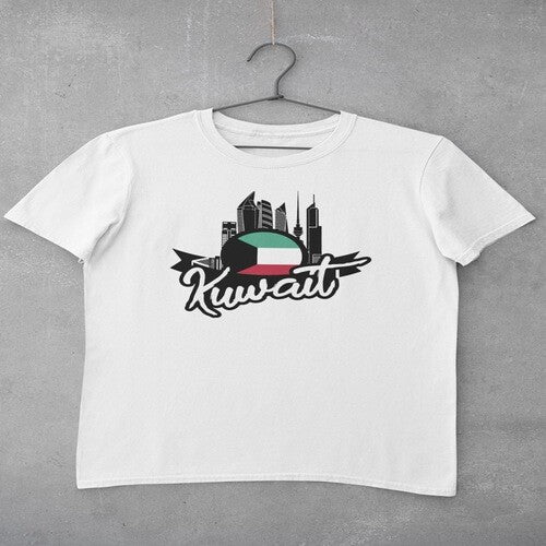 تي شيرت علم الكويت ابيض