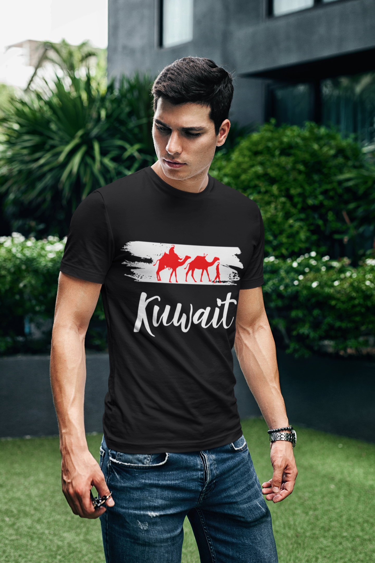 Kuwait T-Shirt with Camel graphic design - Kuwait Souvenirs