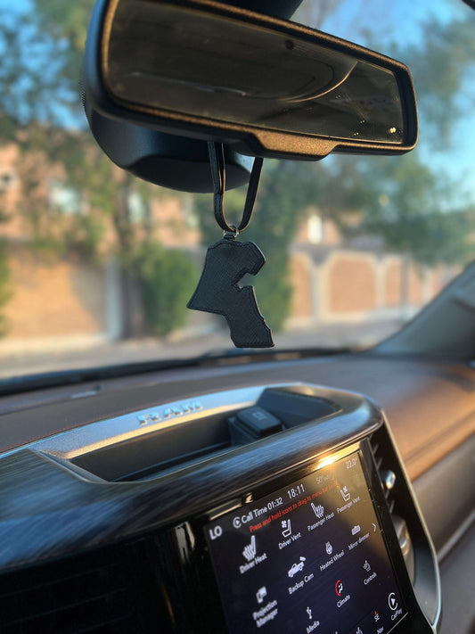 Leather map car hanger