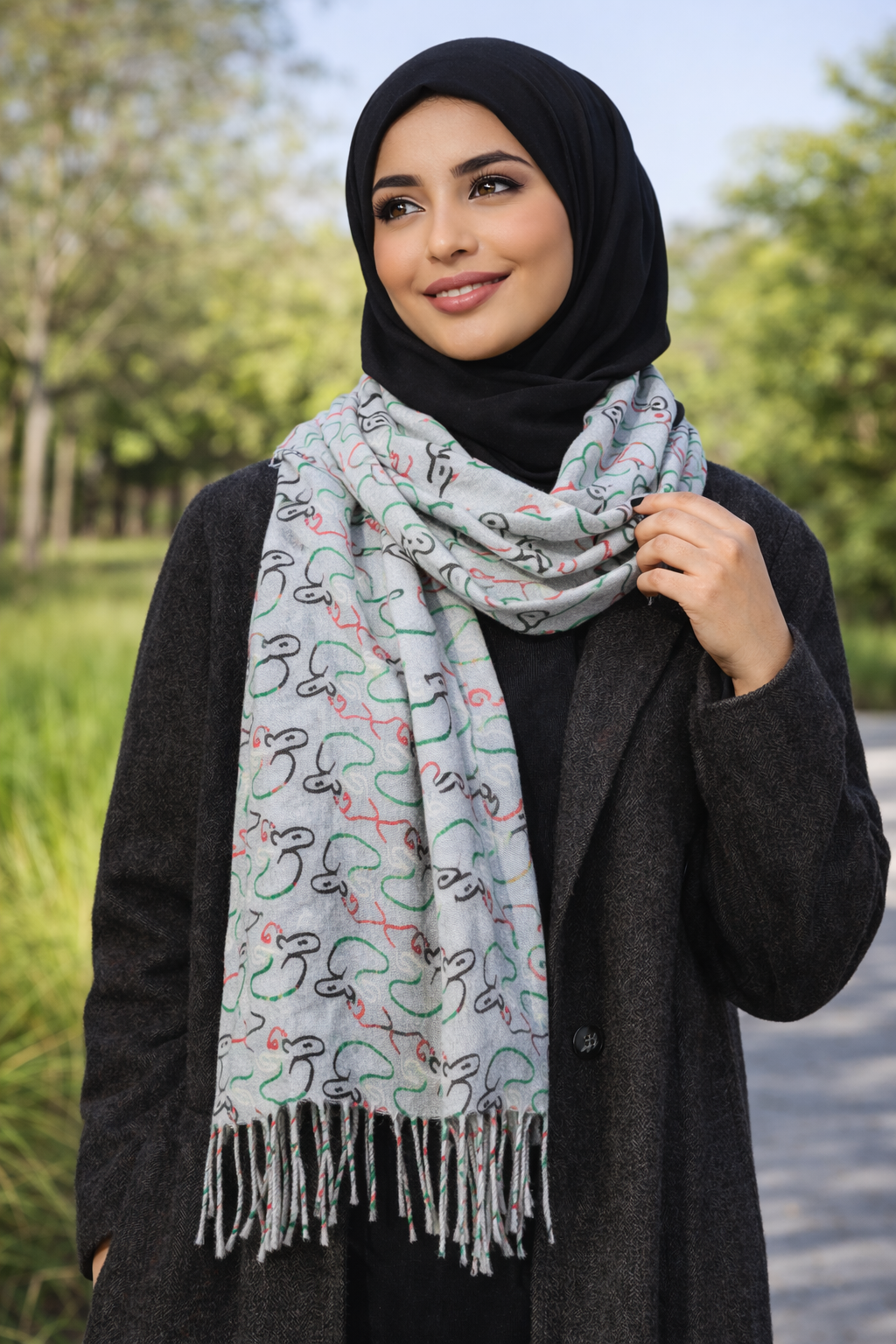 Kuwait Souvenirs Scarf - Gray - Kuwait Souvenirs