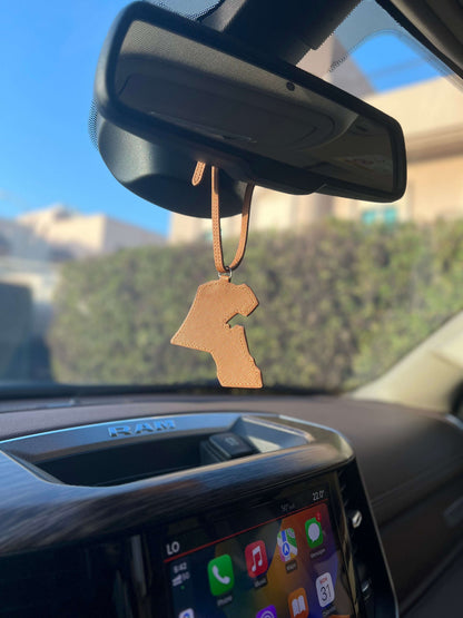 Leather map car hanger - Kuwait Souvenirs