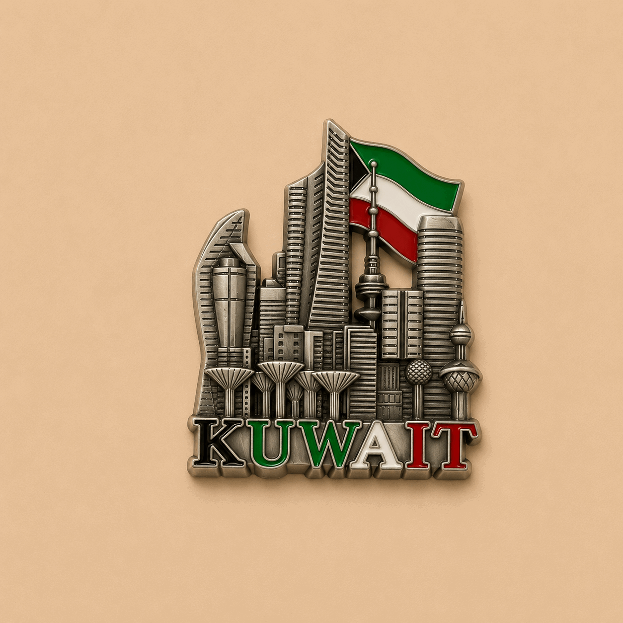 Kuwait skyline flag magnet - Kuwait Souvenirs