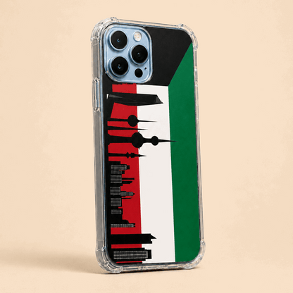 Kuwait Flag iPhone Case With Kuwait City Skyline – Clear Soft Material - Kuwait Souvenirs