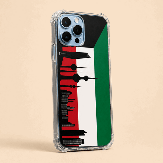 Kuwait Flag iPhone Case With Kuwait City Skyline – Clear Soft Material - Kuwait Souvenirs