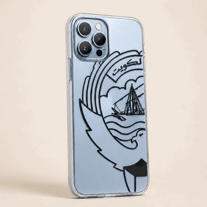 Kuwait Logo iPhone Case – Black Logo Soft Clear Case Cover Exclusive Design - Kuwait Souvenirs