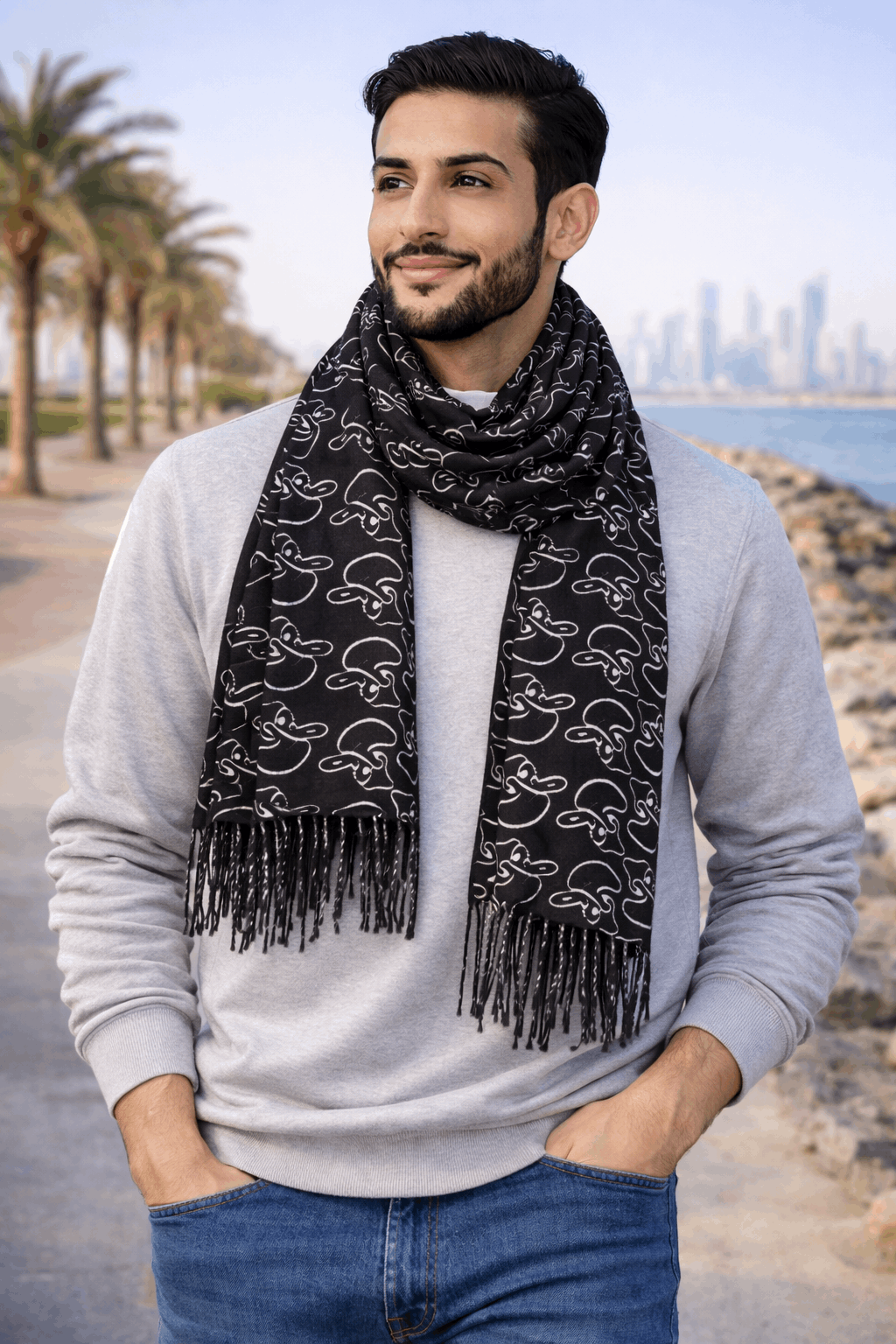 Kuwait Souvenirs Scarf -  Black
