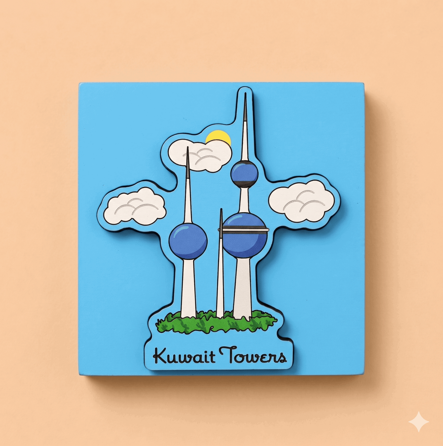Wooden Kuwait Towers Magnet - Kuwait Souvenirs