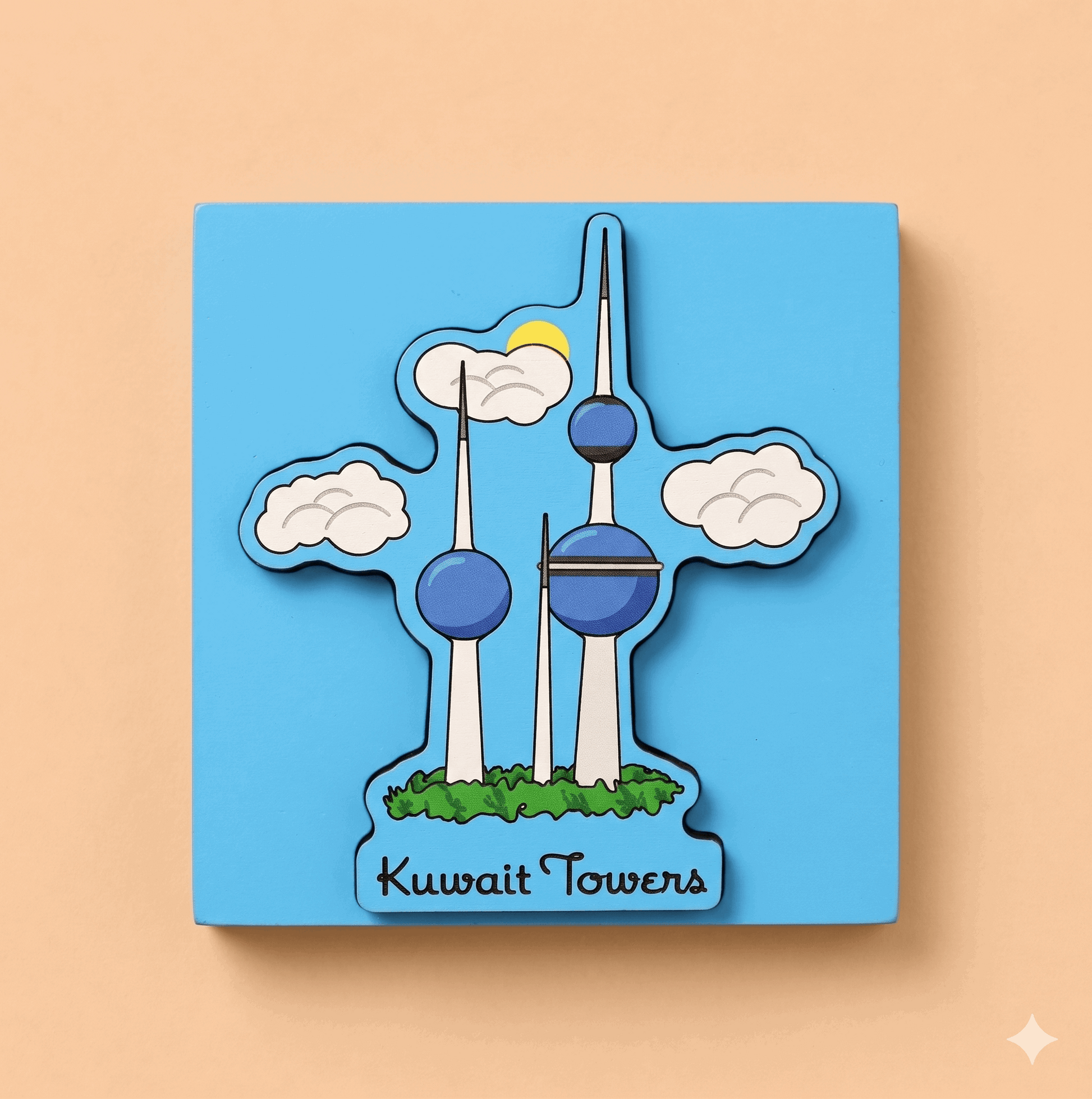 Wooden Kuwait Towers Magnet - Kuwait Souvenirs