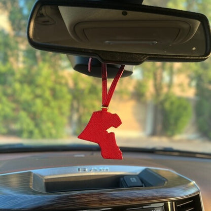 Leather map car hanger - Kuwait Souvenirs