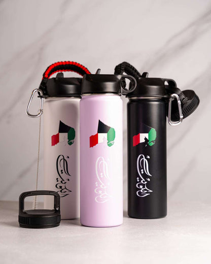 Flask Water Bottle 650 ml for Cold & Hot Beverages Lid Comes With a Straw High Quality 24 Hr Cold - Kuwait Souvenirs