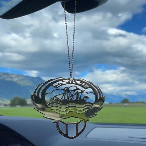 Kuwait Emblem Car Rearview Mirror – Gold Metal - Kuwait Souvenirs