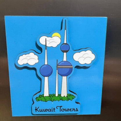 Wooden Kuwait Towers Magnet - Kuwait Souvenirs